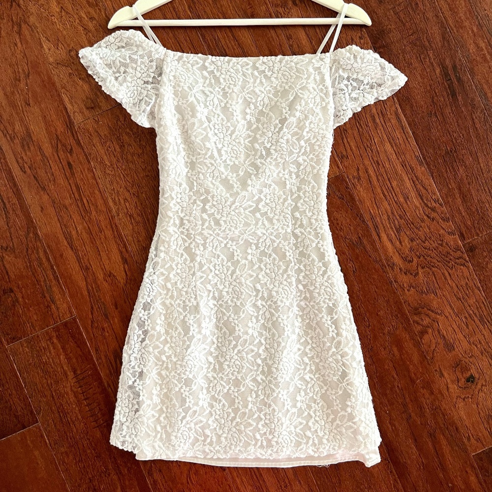 bebe White Lace Dress (XXS)